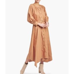 En Saison Camila Midi / Maxi Striped Shirt Dress in Cider Size Large New